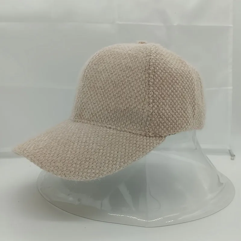 1pc Warm and Cozy Womens Autumn Winter Rabbit Fur Peaked Cap - Soft, Cute, Korean Fashion Baseball Style - White and Black Color Options