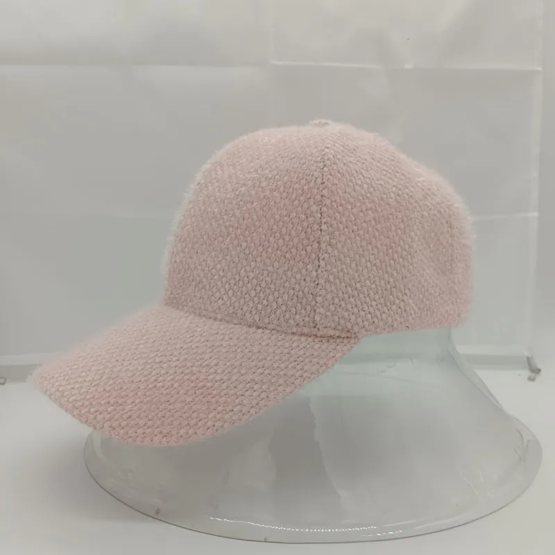 1pc Warm and Cozy Womens Autumn Winter Rabbit Fur Peaked Cap - Soft, Cute, Korean Fashion Baseball Style - White and Black Color Options