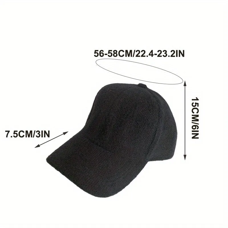 1pc Warm and Cozy Womens Autumn Winter Rabbit Fur Peaked Cap - Soft, Cute, Korean Fashion Baseball Style - White and Black Color Options