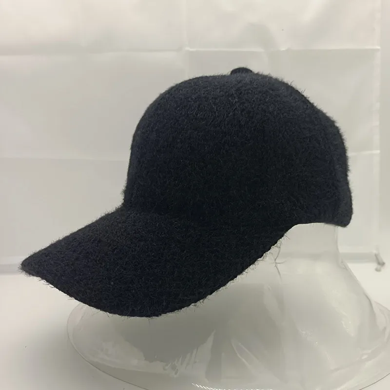 1pc Warm and Cozy Womens Autumn Winter Rabbit Fur Peaked Cap - Soft, Cute, Korean Fashion Baseball Style - White and Black Color Options