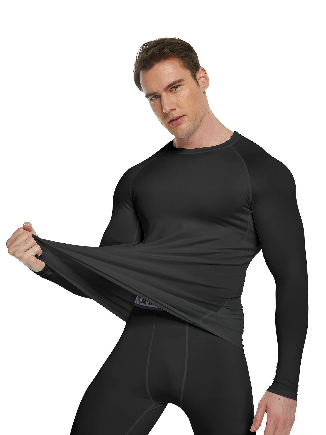 4pcs EliteFit Men's Performance Long Sleeve T-Shirts - Ultra Comfy, High Elastic, Quick Dry, Breathable, Moisture Wicking, Crew Neck Tops for Gym Training, Outdoor Activities, and Everyday Wear