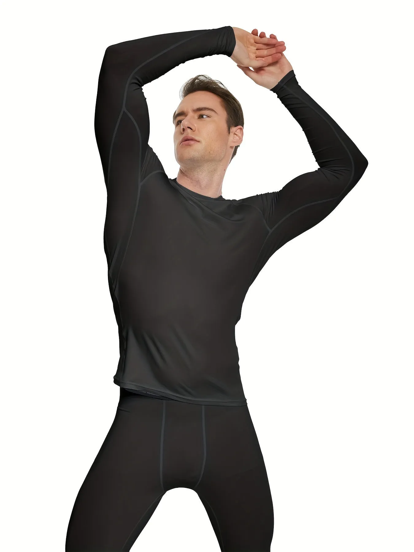 4pcs EliteFit Men's Performance Long Sleeve T-Shirts - Ultra Comfy, High Elastic, Quick Dry, Breathable, Moisture Wicking, Crew Neck Tops for Gym Training, Outdoor Activities, and Everyday Wear