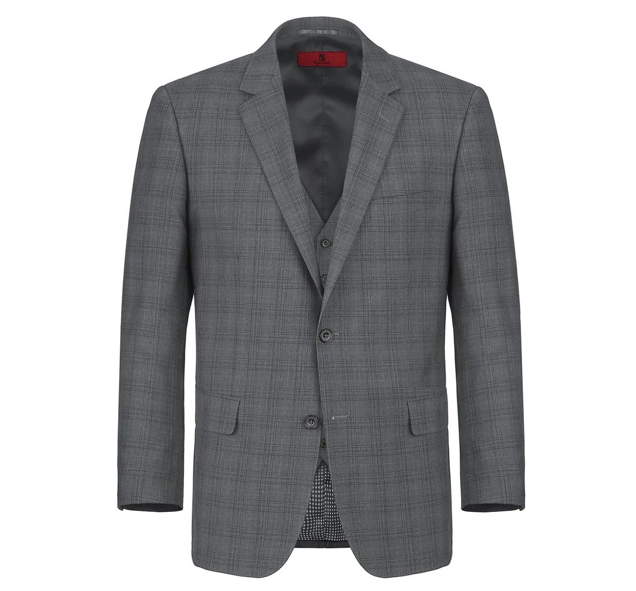 Alessandro Vitello by Renoir 3-Piece Classic Fit Single Breasted Windowpane Suit 278-1