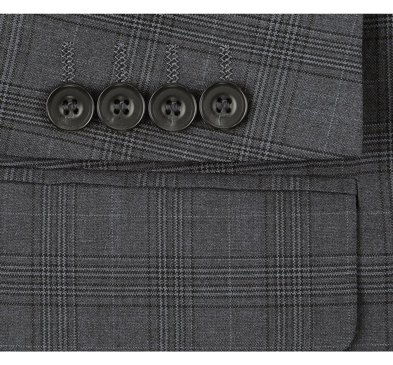 Alessandro Vitello by Renoir 3-Piece Classic Fit Single Breasted Windowpane Suit 278-1