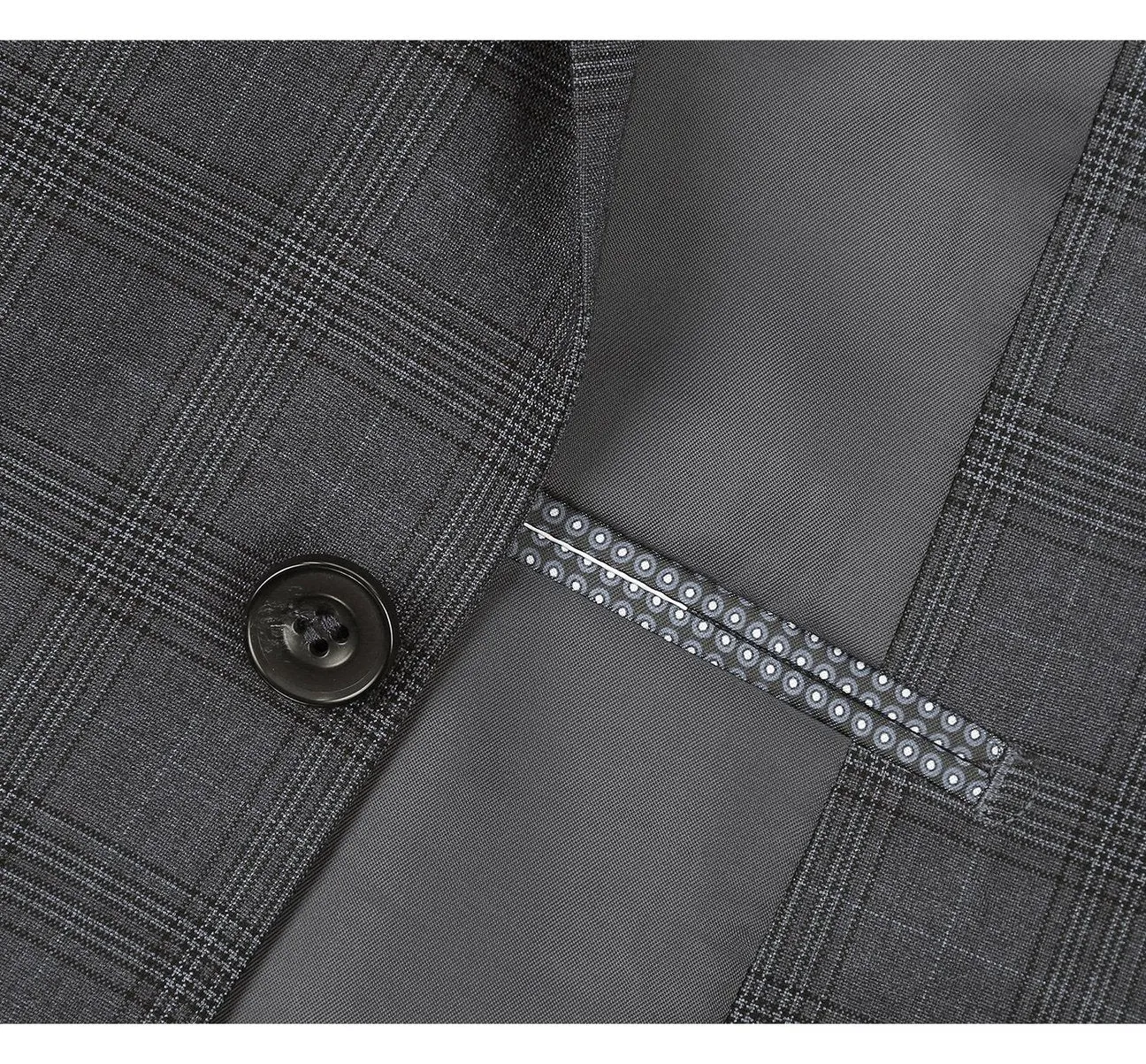 Alessandro Vitello by Renoir 3-Piece Classic Fit Single Breasted Windowpane Suit 278-1