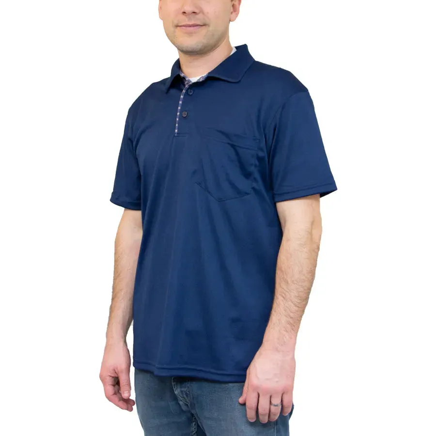 All American Clothing Co. - Men's Plaid Placket Polo with Pocket