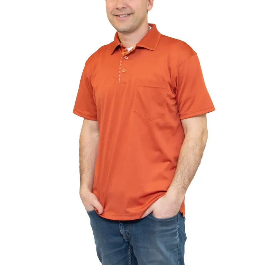 All American Clothing Co. - Men's Plaid Placket Polo with Pocket
