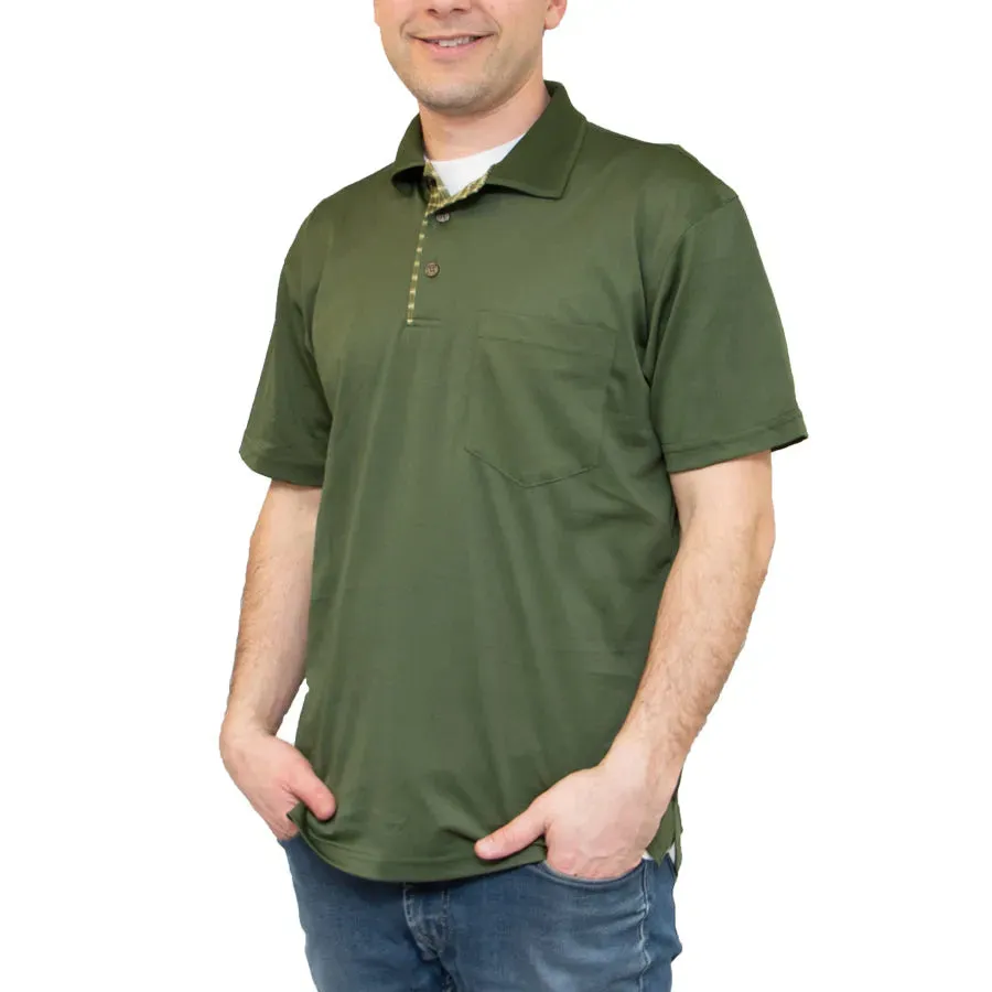 All American Clothing Co. - Men's Plaid Placket Polo with Pocket