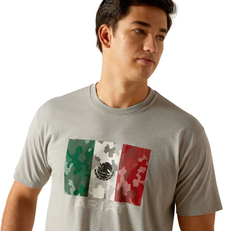 Ariat Men's Mexico Camo Flag Stone Heather Short Sleeve Graphic T-Shirt 10051751