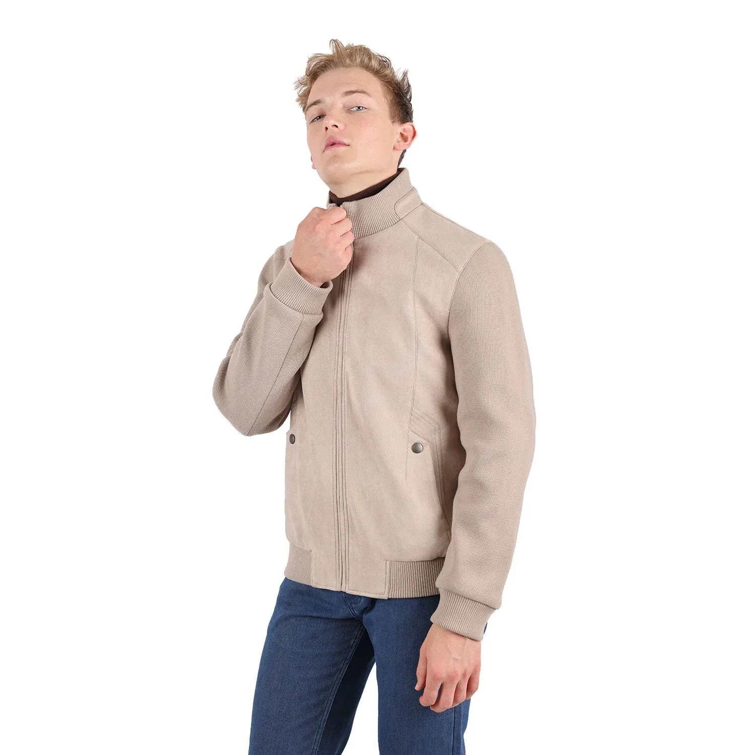 Barabas Men's Velvet Ribbed Bomber Varsity Jacket 3BH82