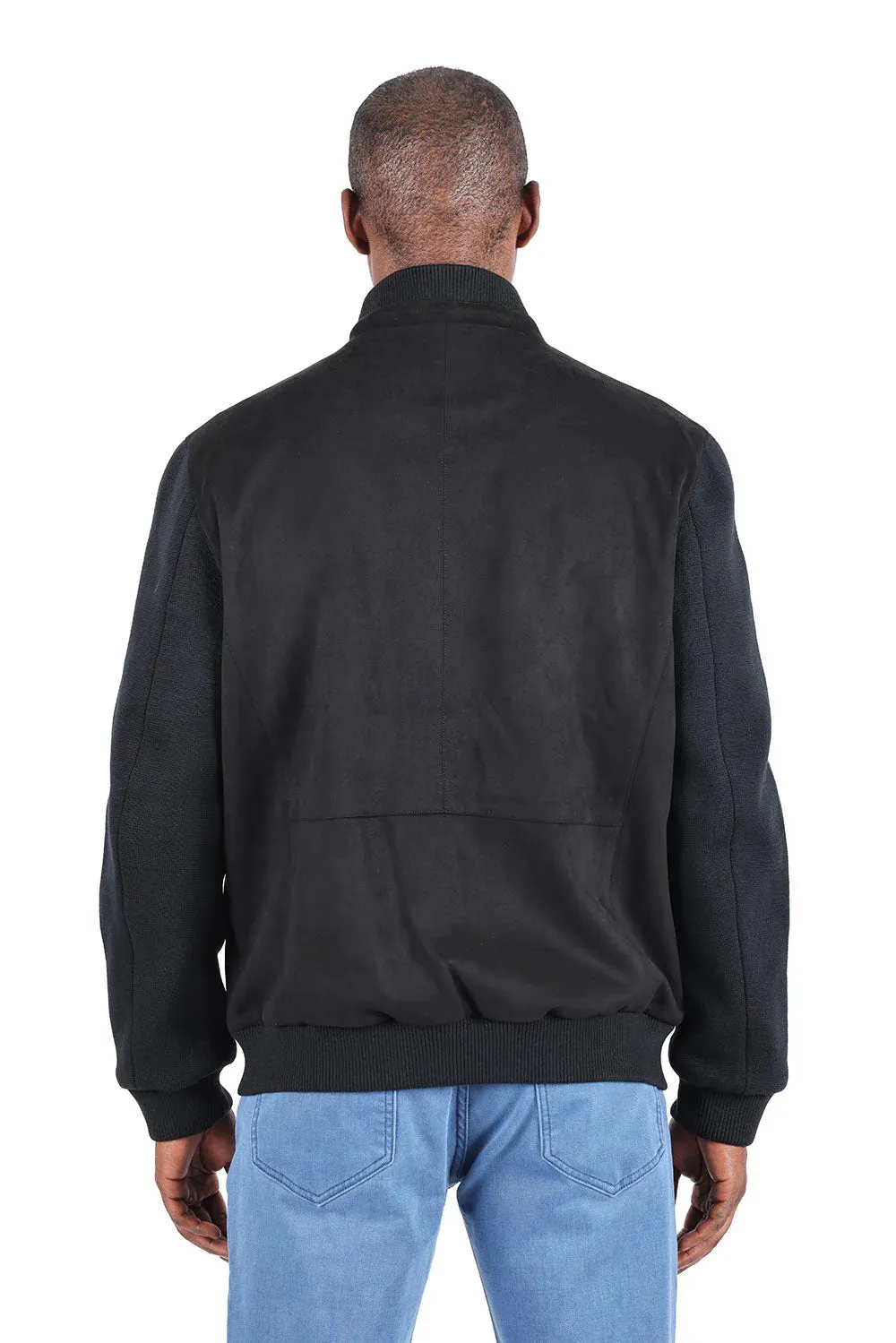 Barabas Men's Velvet Ribbed Bomber Varsity Jacket 3BH82