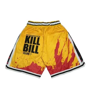 Basketball Shorts KILL BILL BLOOD Four pockets Sewing Embroidery High-Quality Outdoor Sport Shorts Beach Pants Red yellow New