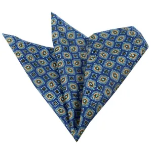 Blue with Circles Mens Pocket Square - Premium Silk Handkerchiefs for Suits