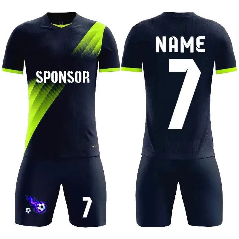 Boys Men Football Uniform Kit Football Shirt Adult Kids Soccer Tracksuit Jersey Custom Child Soccer Set Short Sleeve Sportswear