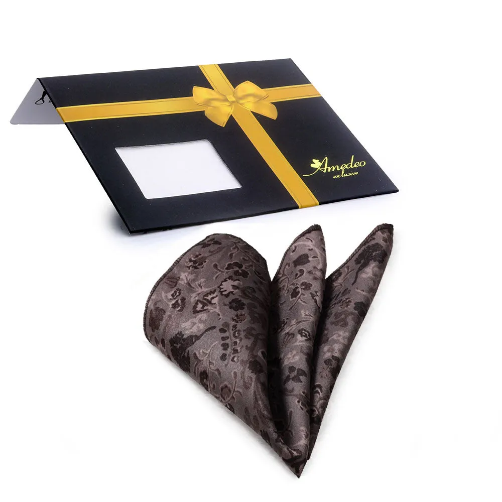 Brown Paisley Mens Pocket Square - Premium Silk Handkerchiefs for Suits