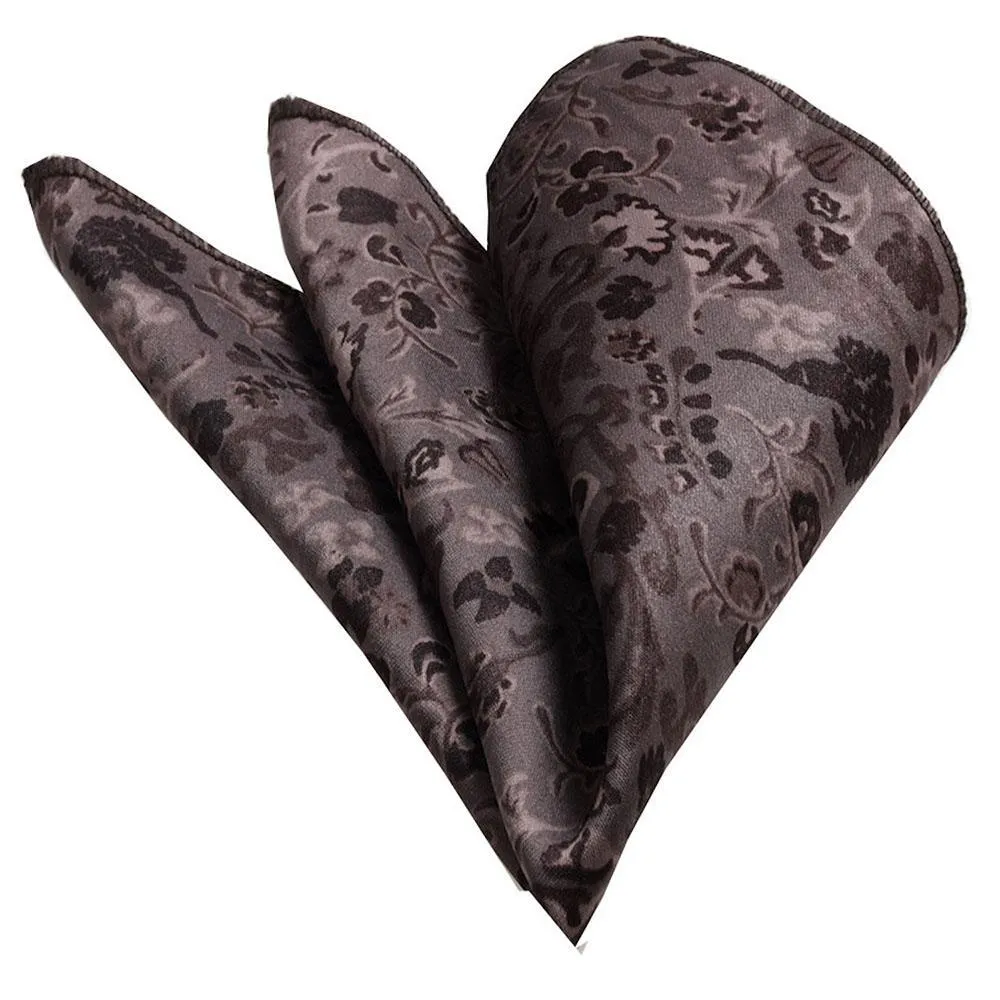Brown Paisley Mens Pocket Square - Premium Silk Handkerchiefs for Suits