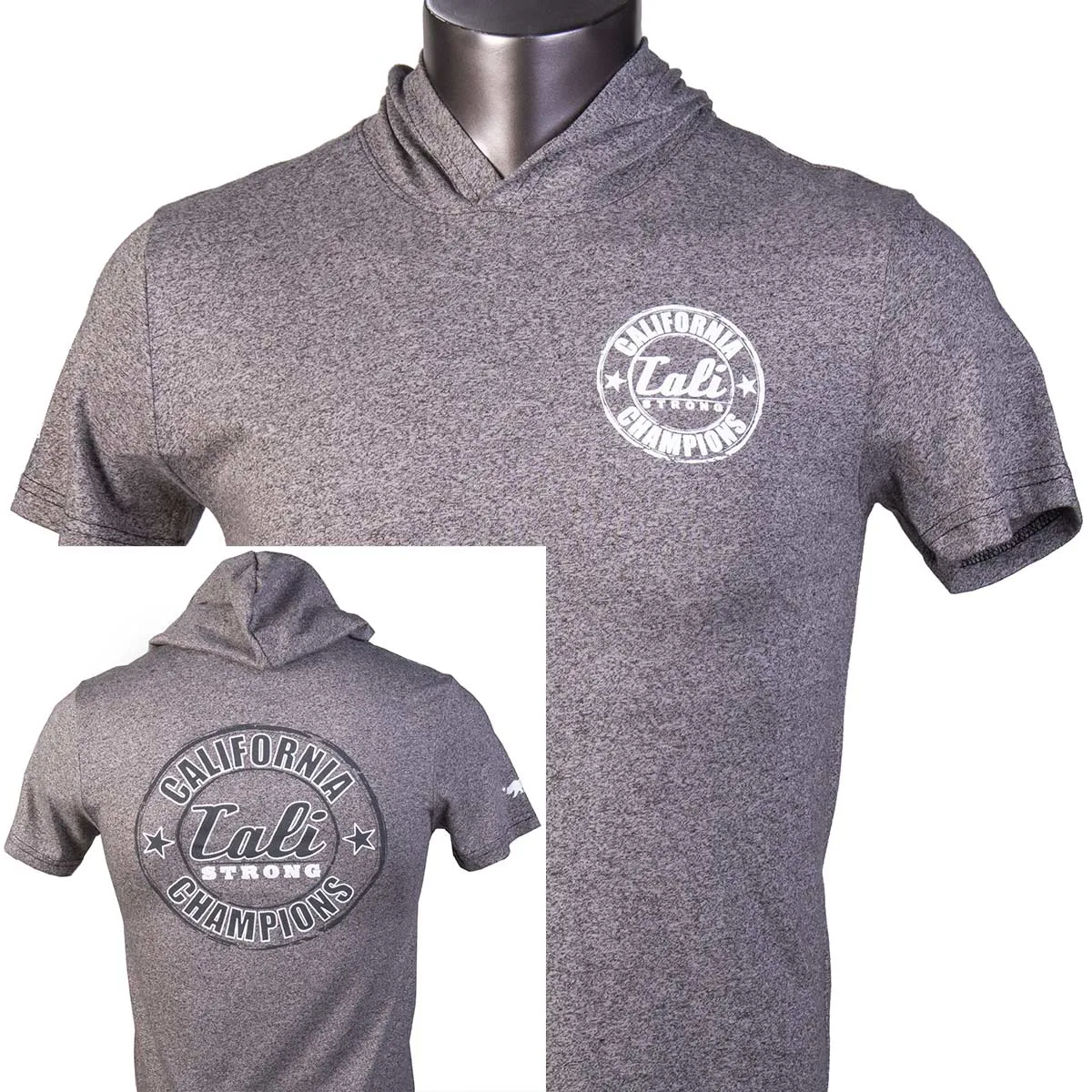 California Champion Performance Hooded T-shirt Gray Heather Glow in the Dark