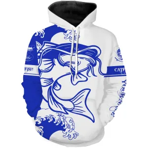 Catfish fishing tattoo blue Custom name Catfish fishing shirts jerseys  | Hoodie - NPQ886