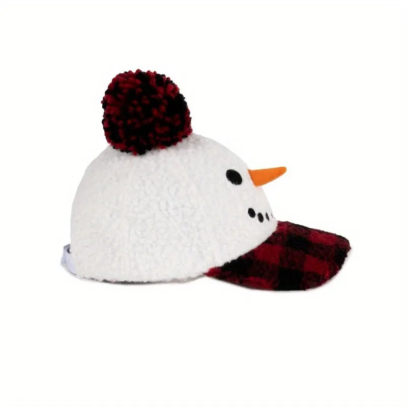 Christmas Snowman Sherpa Fleece Baseball Party Cap,