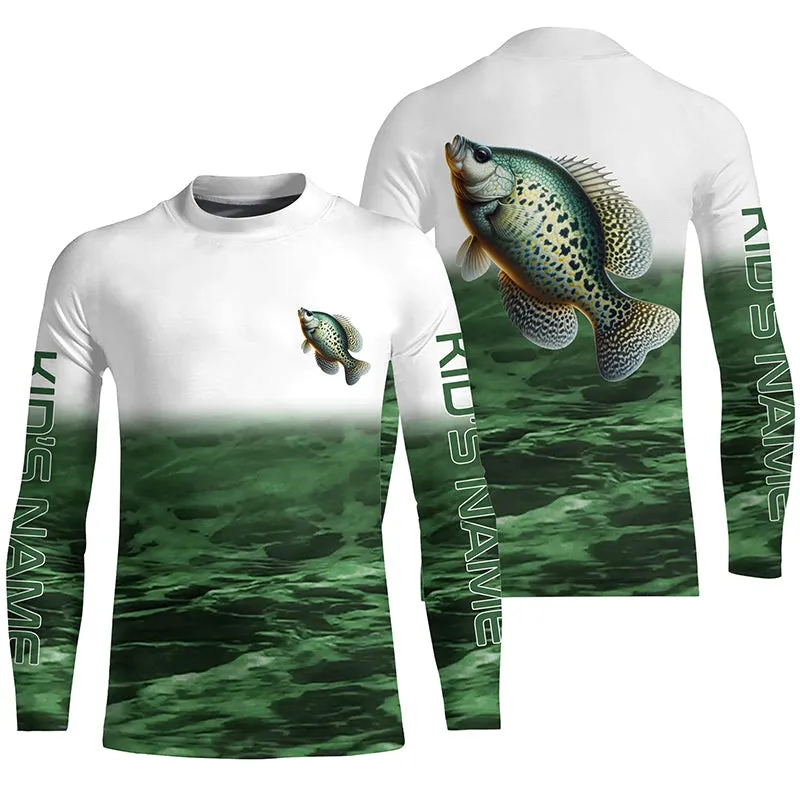 Crappie Fishing Custom Long Sleeve Tournament Shirts, Performance Crappie Fishing Jerseys | Green IPHW6304
