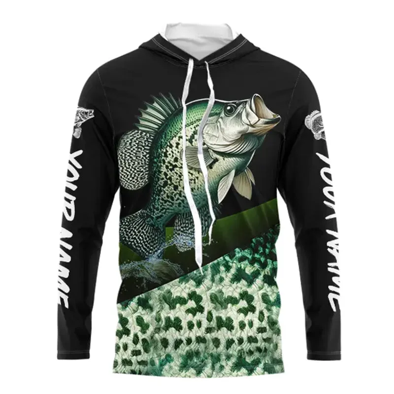 Crappie freshwater fishing green scales Custom name fishing jerseys | Long sleeve, Long Sleeve Hooded NPQ784