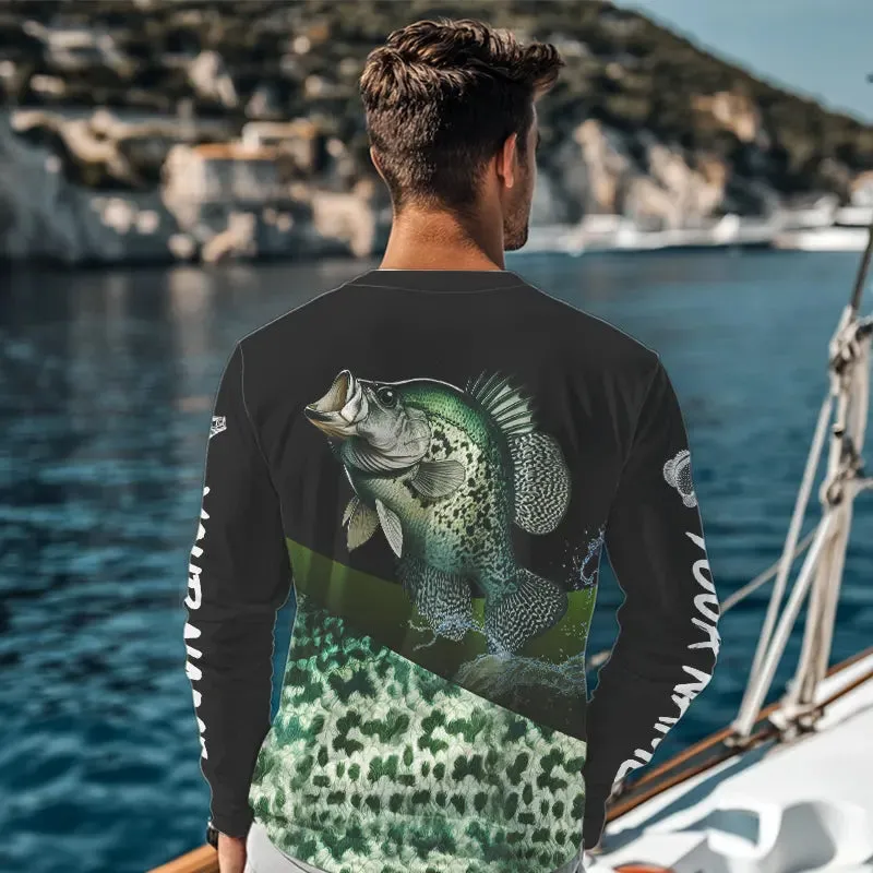 Crappie freshwater fishing green scales Custom name fishing jerseys | Long sleeve, Long Sleeve Hooded NPQ784