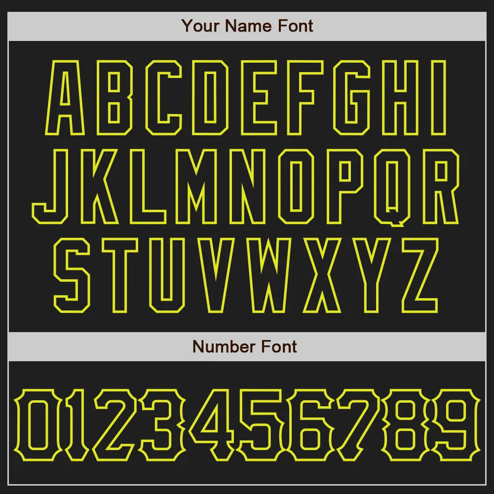Custom Black Neon Yellow 3D Pattern Design Curve Lines Authentic Baseball Jersey