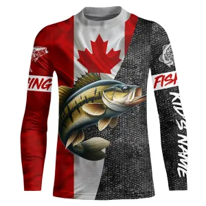 Custom Canadian Flag Smallmouth Bass Fishing, Smallmouth fishing tournament Kid Long Sleeve shirt NQS5072