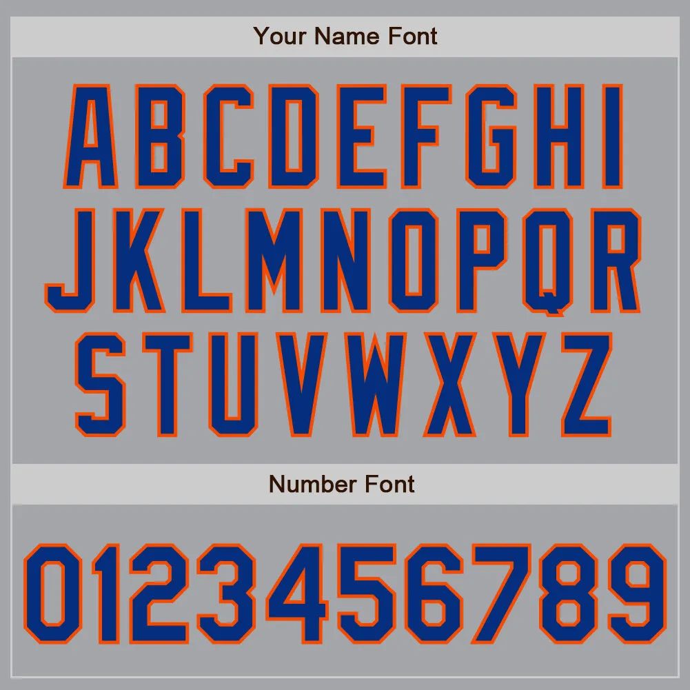 Custom Gray Royal-Orange Authentic Raglan Sleeves Baseball Jersey