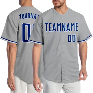 Custom Gray Royal-White Authentic Baseball Jersey