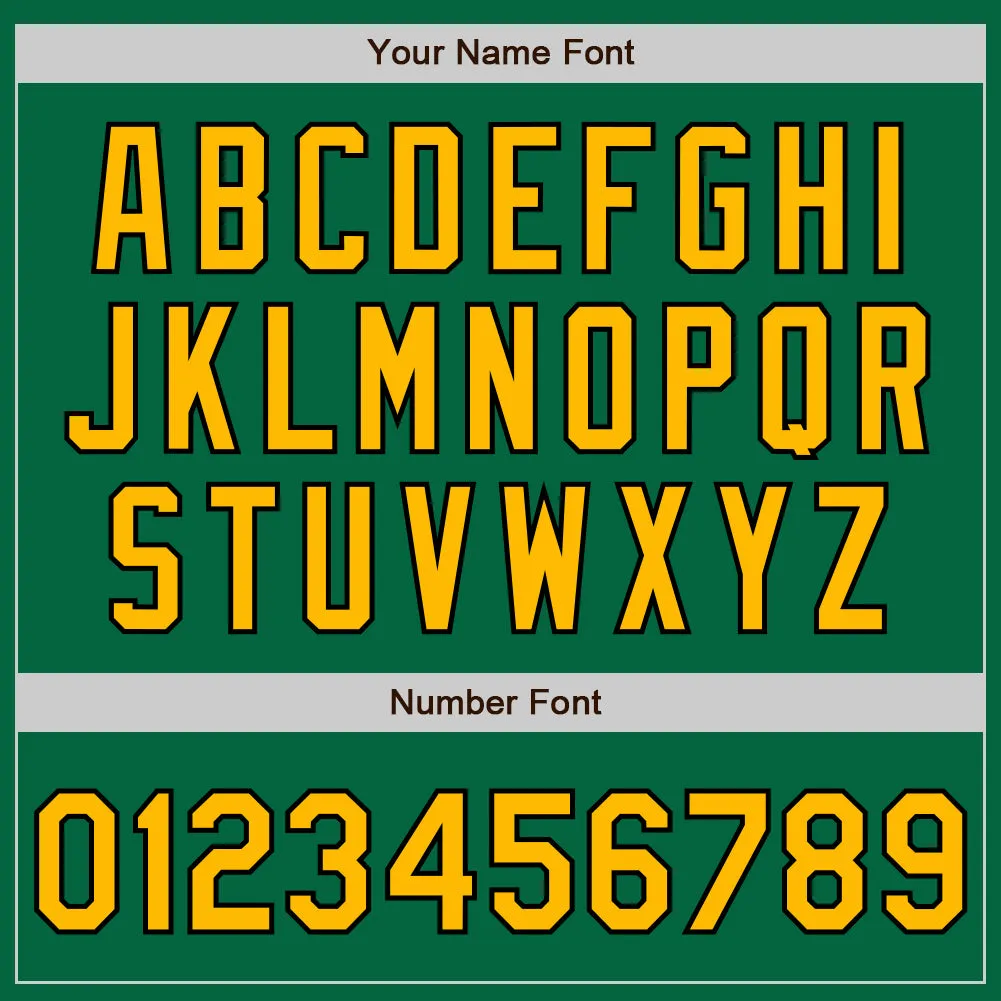 Custom Kelly Green Gold-Black Authentic Raglan Sleeves Baseball Jersey