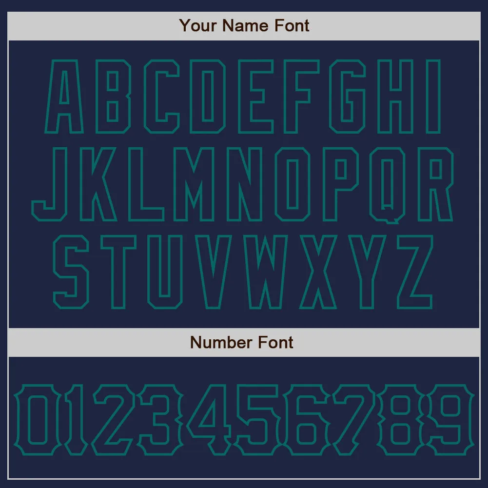 Custom Navy Teal 3D Pattern Design Curve Lines Authentic Baseball Jersey