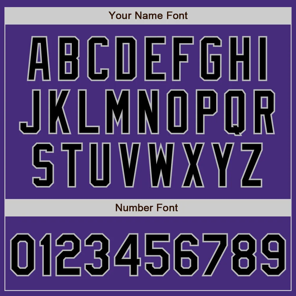 Custom Purple Black-Gray 3 Colors Arm Shapes Authentic Baseball Jersey