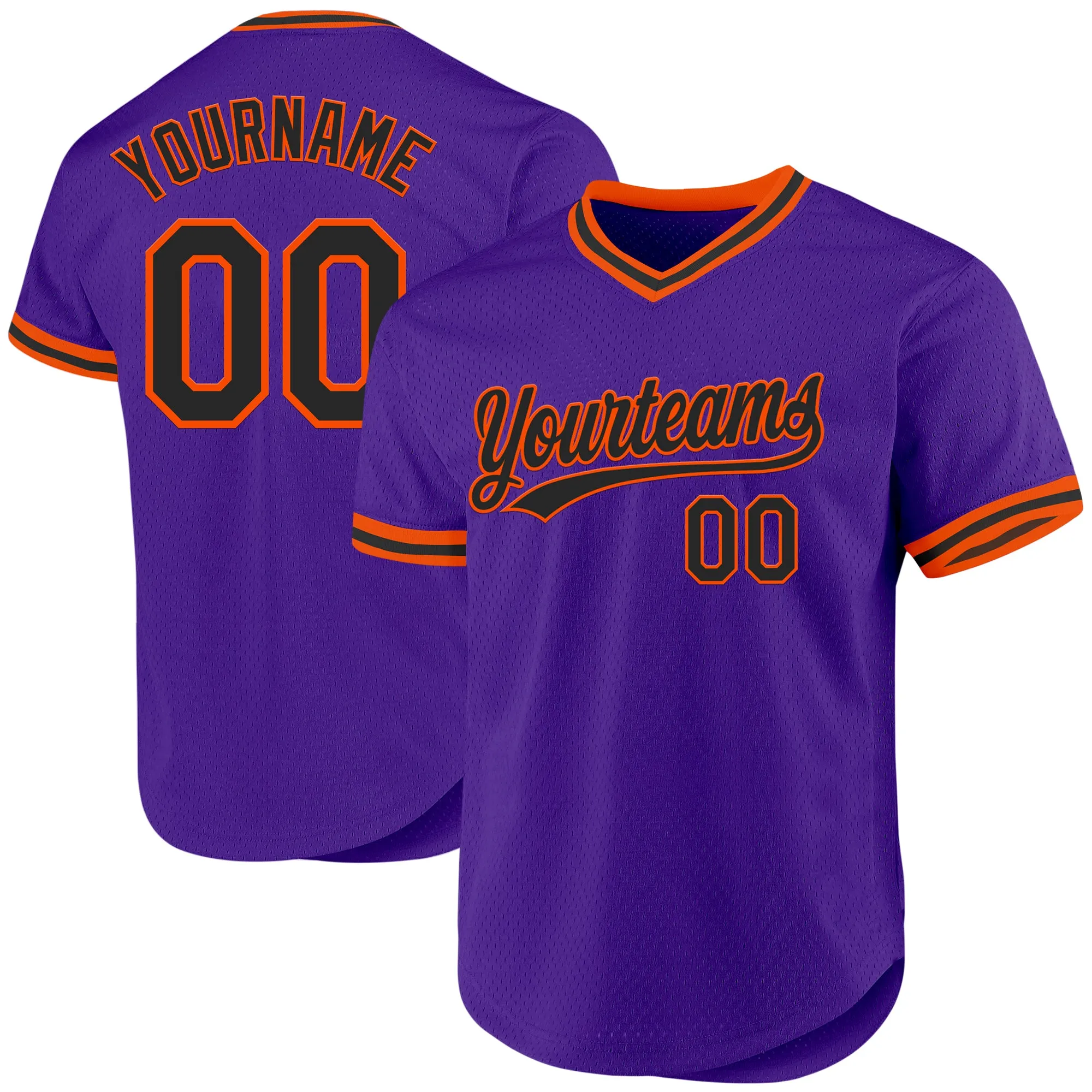Custom Purple Black-Orange Authentic Throwback Baseball Jersey