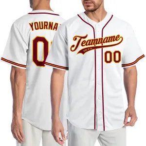 Custom White Crimson-Gold Authentic Baseball Jersey