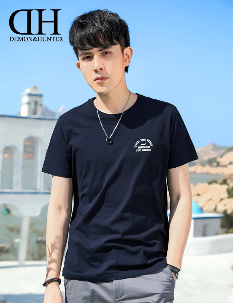 Demon&Hunter TX2 Series Men's 100% Cotton Seamless Cotton Crew T-Shirt