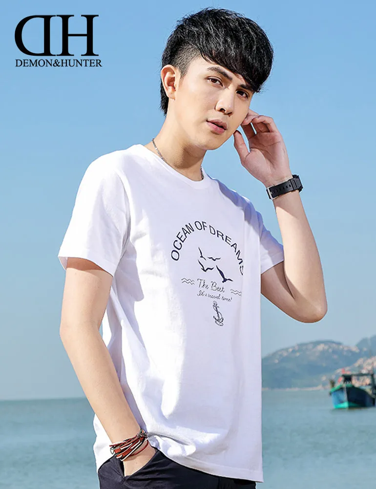 Demon&Hunter TX2 Series Men's 100% Cotton Seamless Cotton Crew T-Shirt