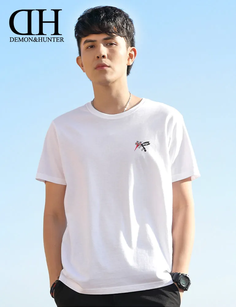 Demon&Hunter TX2 Series Men's 100% Cotton Seamless Cotton Crew T-Shirt