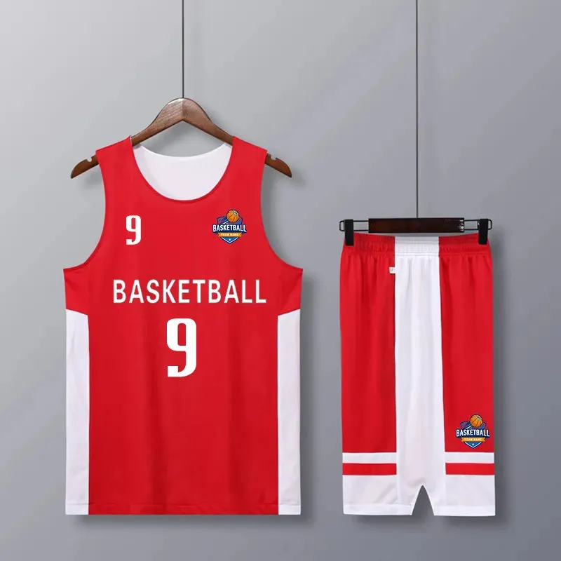 Double-side Uniforms Reversible Basketball Jerseys set Sports Clothes Jerseys Youth Customized shirts with Basketball shorts Men