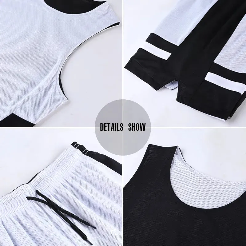 Double-side Uniforms Reversible Basketball Jerseys set Sports Clothes Jerseys Youth Customized shirts with Basketball shorts Men