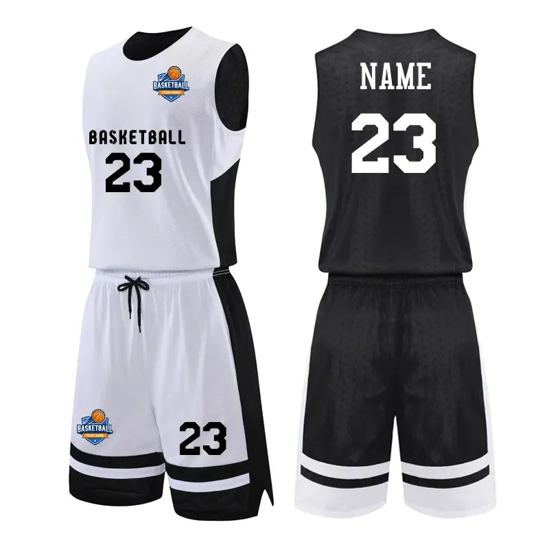 Double-side Uniforms Reversible Basketball Jerseys set Sports Clothes Jerseys Youth Customized shirts with Basketball shorts Men