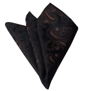 Gold Black Paisley Mens Pocket Square - Premium Silk Handkerchiefs for Suits