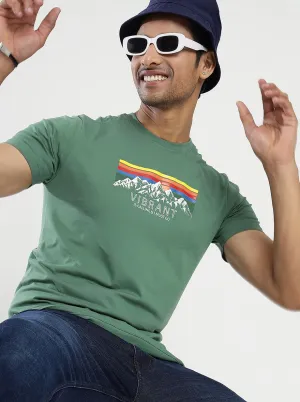 Green Printed Slim Fit T-Shirt | Greenfibre