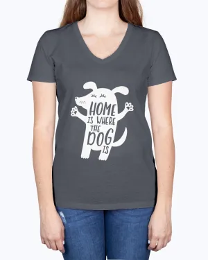 Home where dog - Ladies V-neck T-Shirt