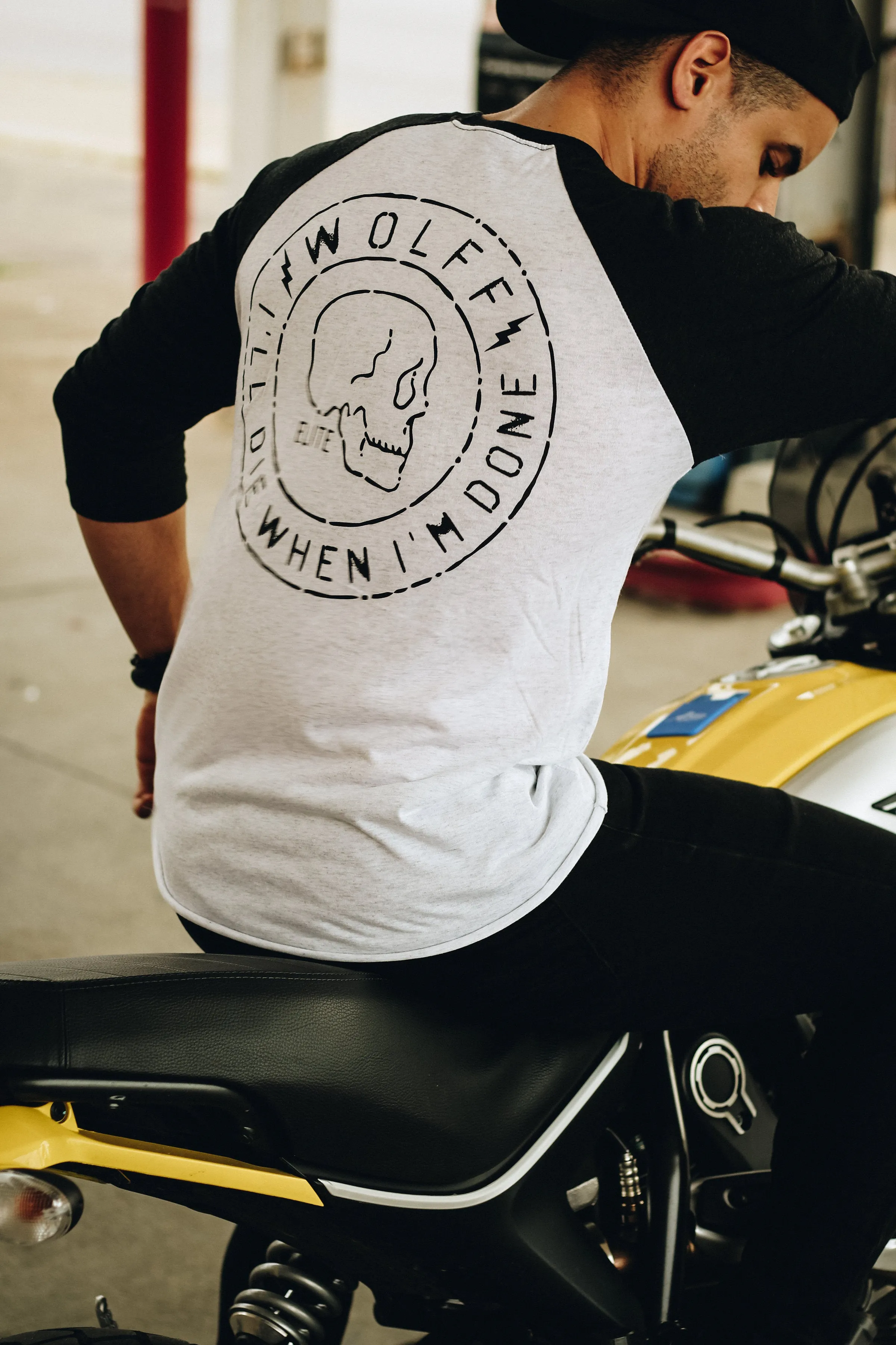 I'll Die When I'm Done Baseball Tee - Black/White