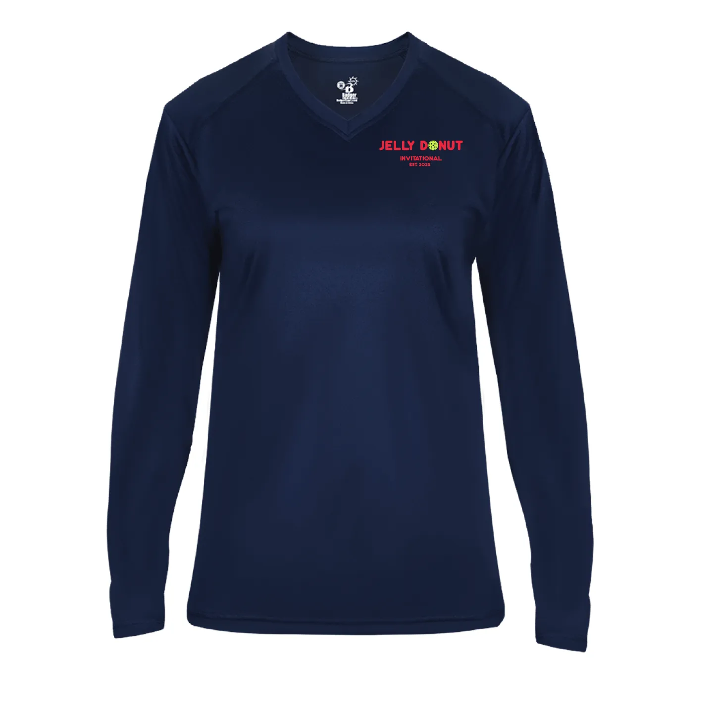 Jelly Donut Pickleball Ladies Performance Long Sleeve T-Shirt ** Word logo **