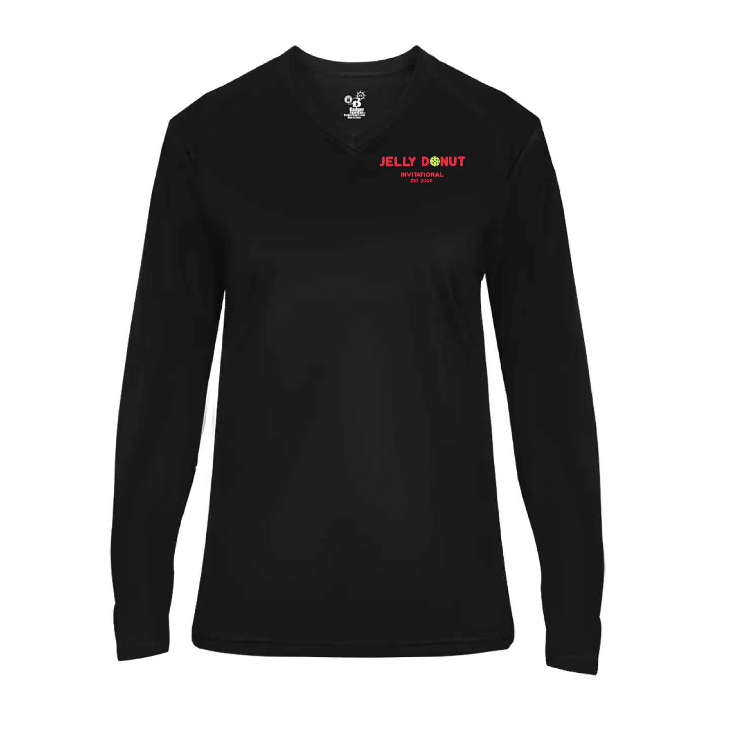 Jelly Donut Pickleball Ladies Performance Long Sleeve T-Shirt ** Word logo **