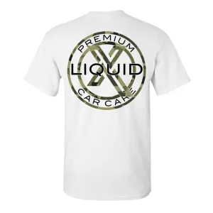 Liquid X Circle Logo Camo Print Men's T-Shirt - White