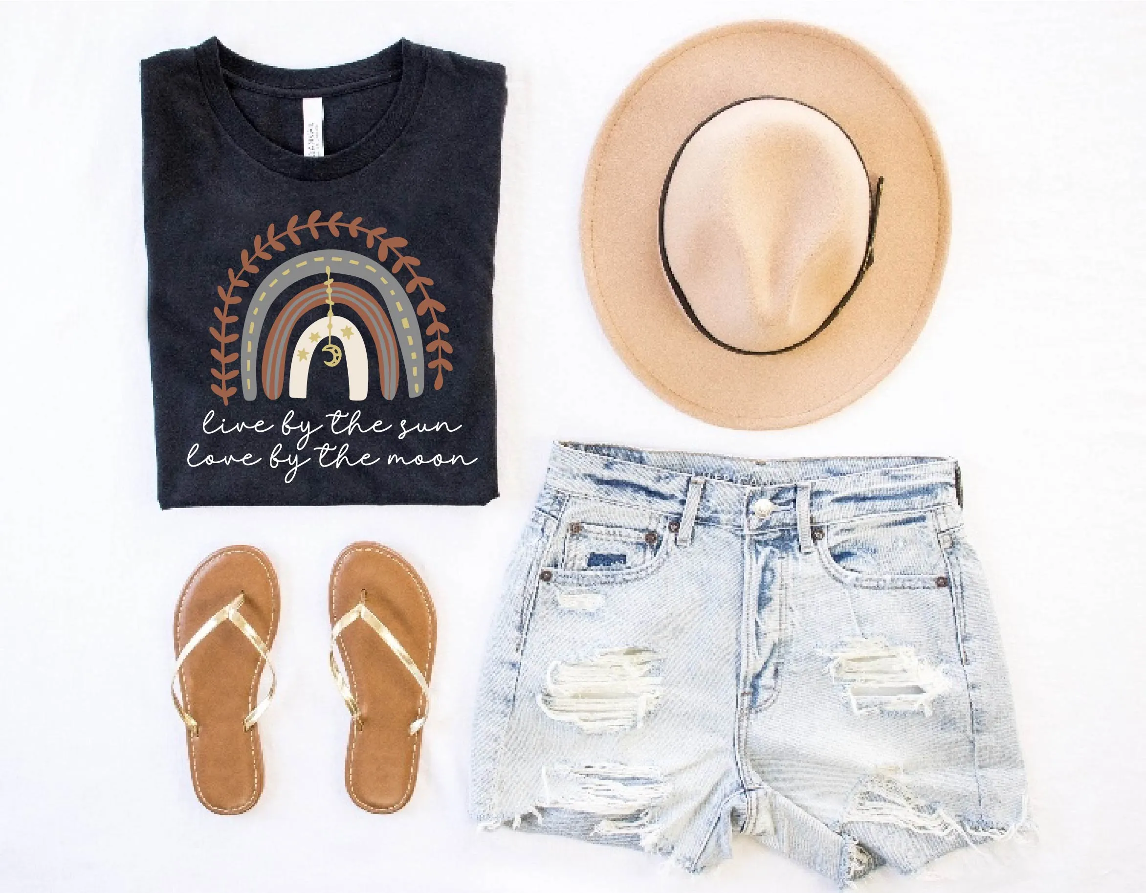 Live By The Sun Love By The Moon Boho Shirt | Unisex Crew