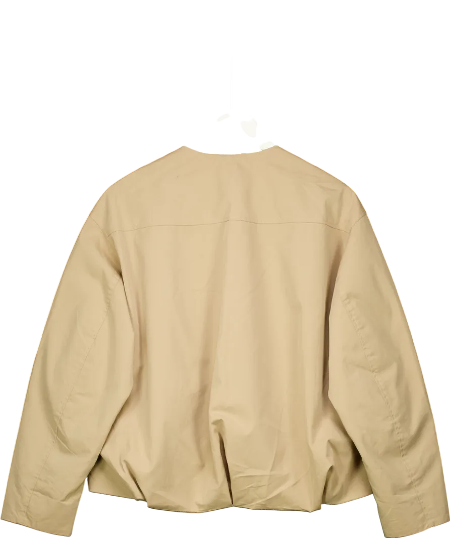 Massimo Dutti Beige Cotton Blend Collarless Jacket UK S